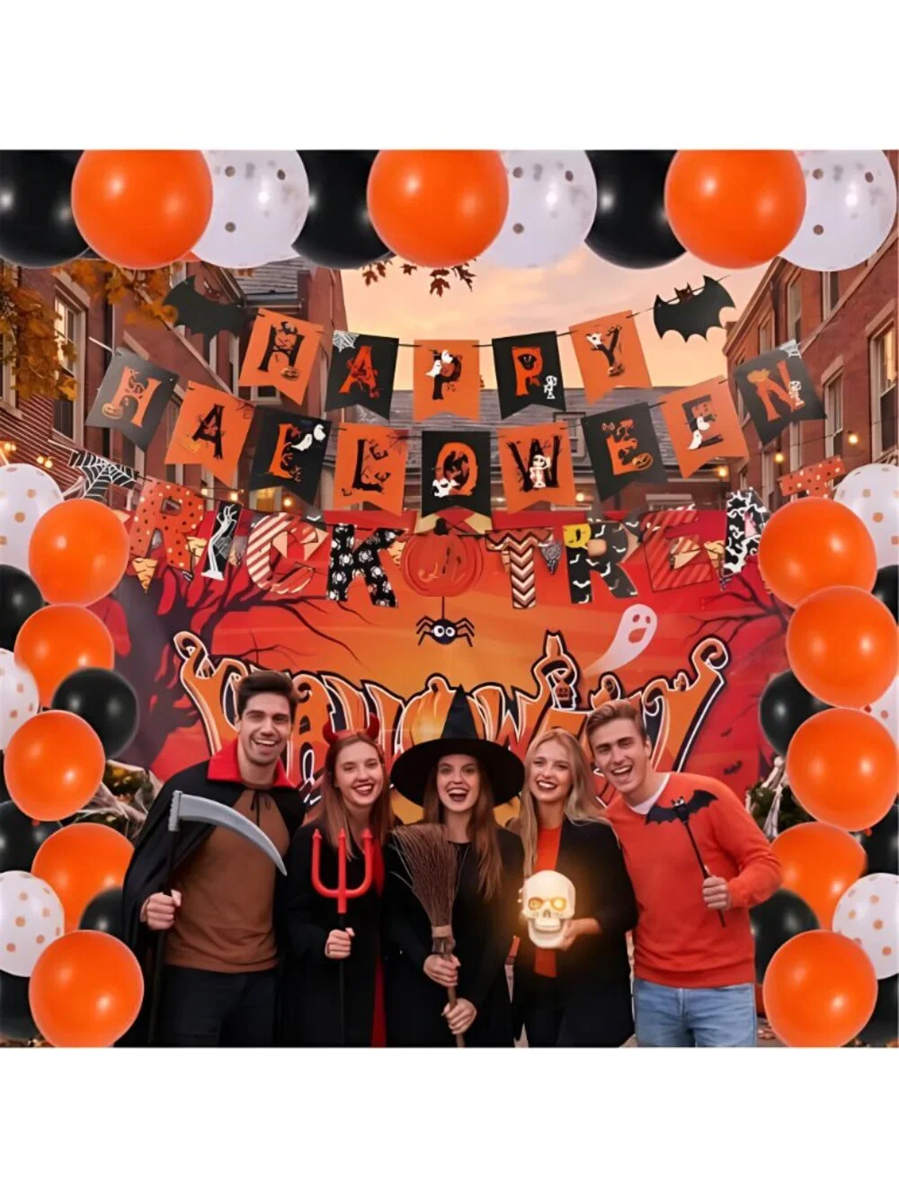 Halloween Party Decorations, Backdrop, Banner, Garland & Balloons